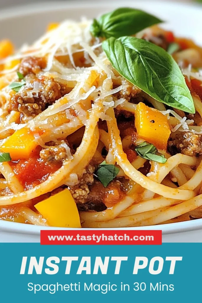 Enjoy a delicious and quick spaghetti dinner with this Instant Pot spaghetti meat sauce recipe! This one pot spaghetti meal comes together in just 30 minutes and features tender spaghetti cooked in a flavorful meat sauce. Perfect for busy nights, this easy Instant Pot recipe will become a family favorite. Dive into the savory goodness and save this recipe for your next weeknight meal! #InstantPotSpaghetti #SpaghettiMeatSauceRecipe #QuickDinner #OnePotMeals