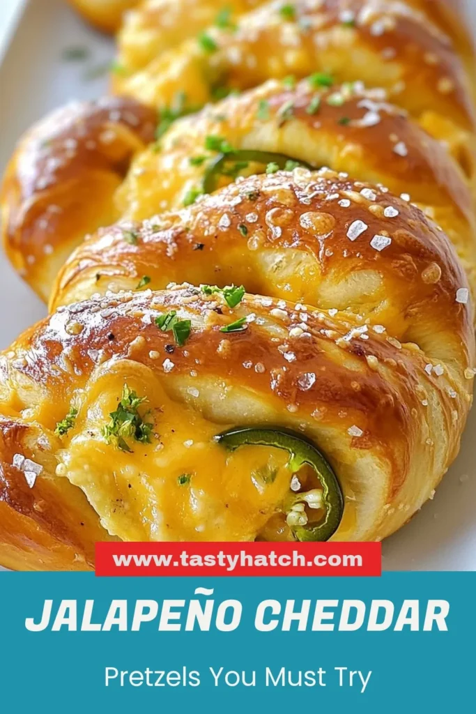Indulge in these delicious jalape&ntilde;o cheddar pretzels with our easy stuffed pretzel recipe! Perfect for parties or a cozy night in, these homemade pretzels are filled with a spicy blend of cheddar cheese and jalape&ntilde;os for the ultimate cheesy bite. Bake your own spicy cheese pretzels that are sure to impress. Save this recipe for your next snack adventure! #jalape&ntilde;oCheddarPretzels #StuffedPretzelRecipe #HomemadePretzels #SpicyCheesePretzels