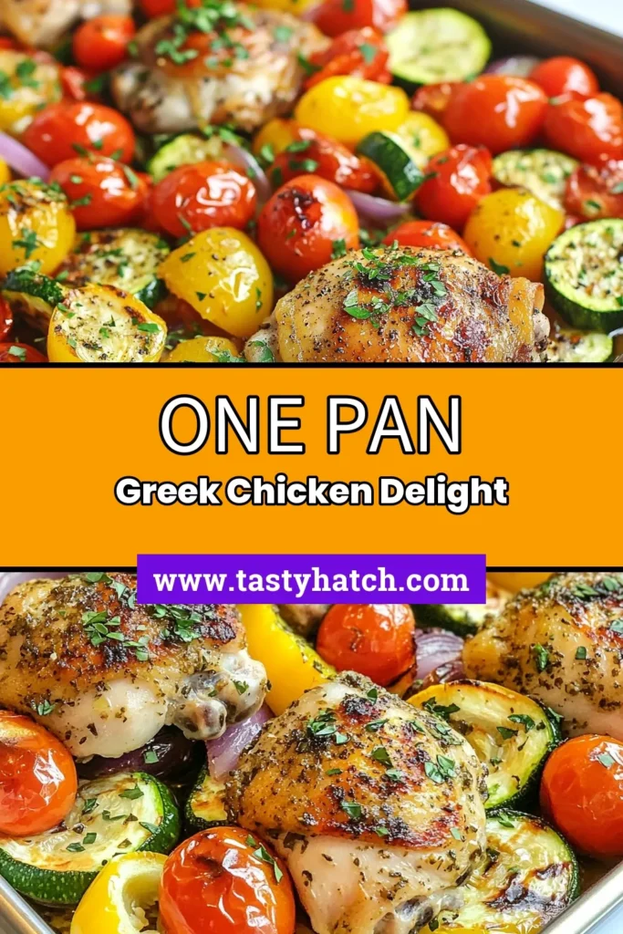 Looking for a quick and delicious healthy Mediterranean meal? Try this Greek chicken sheet pan dinner! This Mediterranean chicken recipe features juicy chicken thighs marinated in flavorful spices, roasted with vibrant veggies. Perfect for busy weeknights, it's an easy chicken dinner recipe that serves 4. Enjoy a colorful, hearty dish with minimal cleanup! Save this recipe for your next meal! #Mediterranean #HealthyRecipes #SheetPanDinner #GreekCuisine
