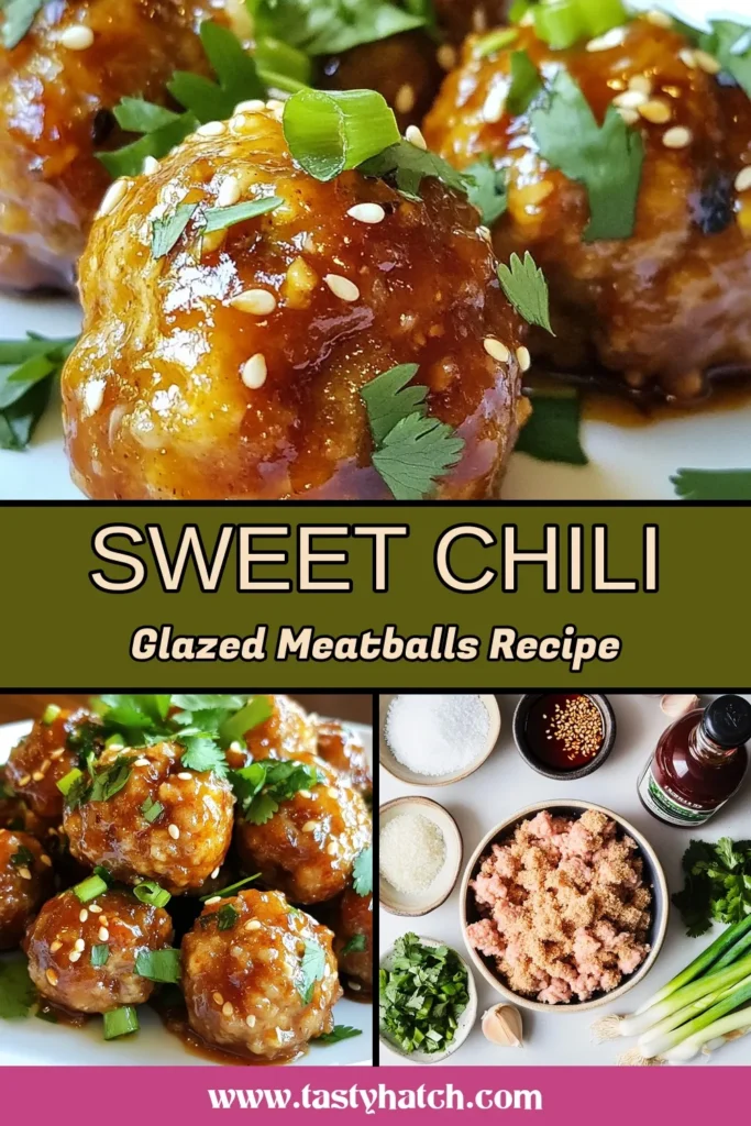 Treat your taste buds to these irresistible sweet chili meatballs! Made with ground chicken, this baked meatballs recipe combines tender meatballs with a delicious sweet chili sauce recipe. Perfect as an easy meatball appetizer for gatherings or dinner nights. Follow this simple guide to make your own sweet chili glazed meatballs that are sure to impress. Don't forget to save this recipe! #SweetChiliMeatballs #EasyMeatballAppetizer #GroundChickenMeatballs #BakedMeatballsRecipe