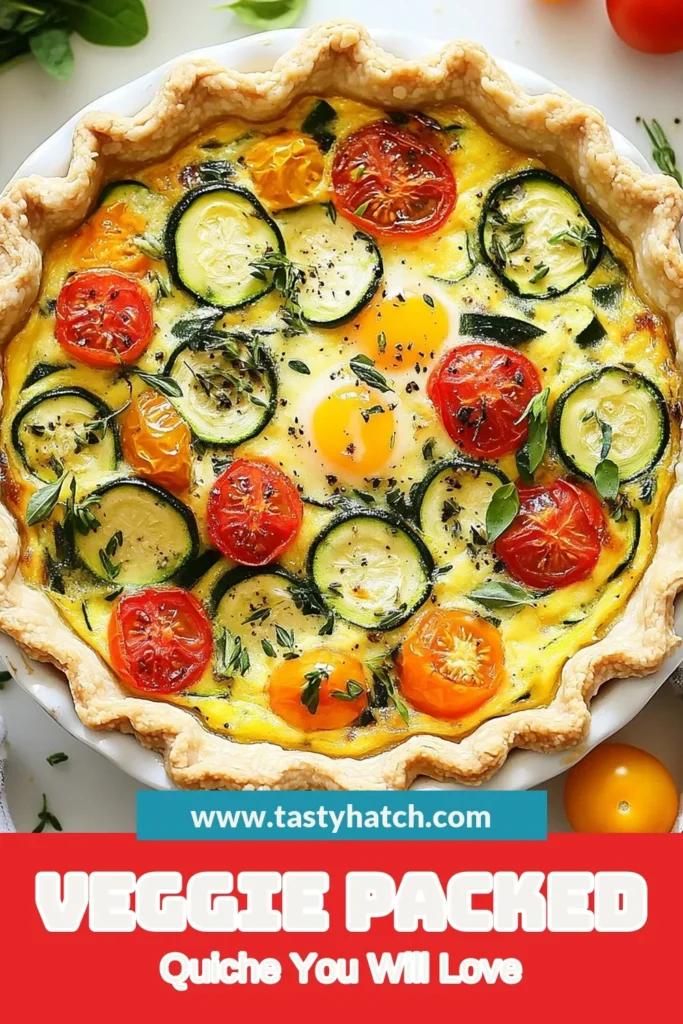 Discover a delicious veggie loaded quiche recipe that's perfect for any meal! This easy quiche with vegetables features spinach, zucchini, bell peppers, and cherry tomatoes, all baked to perfection in a flaky crust. Enjoy a healthy quiche recipe that's simple to make and packed with flavor. Perfect for brunch, lunch, or dinner! Save this baked vegetable quiche recipe for your next cooking adventure. #VeggieLoadedQuiche #QuicheRecipe #HealthyEating #VegetableRecipes