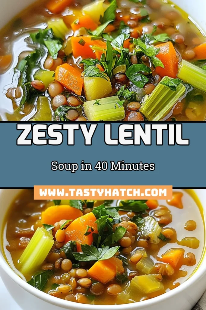 Discover the delightful flavors of Mediterranean lentil soup with this easy vegan lentil soup recipe! Packed with wholesome ingredients like green lentils, fresh vegetables, and zesty lemon, this healthy lentil soup is perfect for any meal. Enjoy the vibrant taste and nourishment in this zesty soup recipe that everyone will love. Save this simple yet satisfying easy vegetable soup for your next cooking adventure! #MediterraneanLentilSoup #VeganLentilSoup #HealthySoup #ZestySoupRecipes
