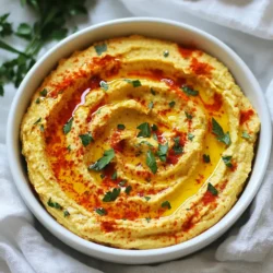 To make roasted red pepper hummus, you need a few simple items. Here&rsquo;s your list: - 1 can (15 oz) chickpeas, thoroughly drained and rinsed - 1 large roasted red pepper (either homemade or store-bought) - 2 tablespoons tahini (sesame paste) - 2 tablespoons extra virgin olive oil, plus more for drizzling - 2 tablespoons freshly squeezed lemon juice - 1 clove garlic, finely minced - 1/2 teaspoon ground cumin for warmth - Sea salt and freshly cracked black pepper to taste - Water, as needed for achieving the perfect consistency These ingredients work together to create a rich and creamy dip that is packed with flavor. You can make your hummus even better with some fun toppings. Here are a few ideas: - Drizzle extra virgin olive oil on top for richness. - Sprinkle smoked paprika for a smoky touch. - Add fresh parsley for a pop of color. You can serve this hummus with warm pita bread or crunchy vegetable sticks. It also fits well in a mezze platter with olives and feta cheese. Enjoy it at parties or as a snack! If you can&rsquo;t find some ingredients, no worries. Here are some good swaps: - Use sunflower seed butter instead of tahini for a nut-free option. - If you don&rsquo;t have roasted red peppers, you can roast your own or use jarred ones. - Lemon juice can be replaced with lime juice if that&rsquo;s what you have. These swaps still keep your hummus tasty and enjoyable! {{ingredient_image_2}} Start by gathering your ingredients. You will need: - 1 can (15 oz) chickpeas, drained and rinsed - 1 large roasted red pepper - 2 tablespoons tahini - 2 tablespoons extra virgin olive oil - 2 tablespoons lemon juice - 1 clove garlic, minced - 1/2 teaspoon ground cumin - Sea salt and black pepper to taste - Water, to adjust the texture - Smoked paprika and parsley, for garnish Once you have everything ready, you can begin. The roasted red pepper adds a nice sweet flavor. You can use store-bought or homemade peppers. Place the chickpeas in the bowl of a food processor. Add the roasted red pepper, tahini, olive oil, lemon juice, minced garlic, and cumin. Secure the lid tightly. Blend on high speed until the mixture is smooth. Stop every so often to scrape the bowl. This helps blend all the ingredients well. If the hummus feels too thick, add water one tablespoon at a time. Blend after each addition until you reach a nice, creamy texture. Next, taste your hummus. Season it with sea salt and freshly cracked black pepper. Adjust the flavors until you are happy with the taste. Transfer the hummus to a serving bowl. For a lovely touch, drizzle extra olive oil on top. Sprinkle smoked paprika and chopped parsley for garnish if you like. Enjoy your delicious roasted red pepper hummus! Roasting your own red peppers is easy and fun. First, preheat your oven to 450&deg;F (230&deg;C). Next, wash the peppers and place them on a baking sheet. Roast them for about 25-30 minutes, turning them halfway. When the skin is charred and blistered, take them out. Place the hot peppers in a bowl and cover with plastic wrap. This helps steam them and makes peeling easy. After ten minutes, peel the skin off and remove the seeds. Now, you have fresh roasted red peppers! You can make your hummus even better with some add-ins. Try adding a pinch of cayenne for heat or a dash of smoked paprika for depth. Fresh herbs like basil or cilantro can brighten the dip. You can also mix in sun-dried tomatoes for a tangy twist. These add-ins will make your roasted red pepper hummus unique and exciting. Don&rsquo;t be afraid to experiment and find your favorite combo! A smooth texture is key for great hummus. Start by blending the chickpeas and roasted peppers until they break down. If your hummus is too thick, add water slowly. Blend well after each addition until it&rsquo;s creamy. Scraping down the sides helps mix everything fully. If it&rsquo;s still not smooth, blend a bit longer. The right consistency makes the dip easy to scoop and perfect for sharing! Pro Tips Use Fresh Ingredients: For the best flavor, opt for fresh lemons and high-quality tahini. Fresh ingredients enhance the overall taste of your hummus. Adjust the Consistency: If you're looking for a creamier hummus, don't hesitate to add more water or olive oil slowly until you achieve your desired texture. Experiment with Spices: Feel free to add other spices like smoked paprika or cayenne pepper for a little kick or additional flavor depth. Chill Before Serving: For the best taste, let your hummus chill in the refrigerator for at least an hour before serving. This allows the flavors to meld beautifully. {{image_4}} You can easily change the flavor of your roasted red pepper hummus. Want some heat? Add a pinch of cayenne or some chopped jalape&ntilde;os. For a fresh taste, mix in herbs like basil or cilantro. Try rosemary for a warm, earthy flavor. Each addition gives a new twist to your dip. Chickpeas are great, but you can switch them out. White beans, like cannellini or navy beans, work well too. They provide a creamy texture and mild flavor. Black beans can offer a fun color and a rich taste. Each type of bean brings its unique flair to your hummus. This hummus is already vegan and gluten-free. You can enjoy it without worry! If you want a nutty twist, try adding sunflower seed butter instead of tahini. This keeps it nut-free while still tasting amazing. Always check labels on any store-bought ingredients to ensure they fit your diet. To keep your roasted red pepper hummus fresh, use an airtight container. This helps block air and keeps flavors strong. Store it in the fridge right after making it. Always scoop out what you need with a clean spoon. This keeps bacteria out and ensures safety. When stored properly, your hummus can last up to one week in the fridge. Check for any signs of spoilage, like an off smell or mold. If it looks and smells fine, it&rsquo;s still good to eat. You can freeze hummus for longer storage. Place it in an airtight container, leaving some space for expansion. Hummus can freeze for up to three months. To thaw, move it from the freezer to the fridge overnight. Stir it well before serving to regain its smooth texture. If it seems dry, add a little water or olive oil. You can serve roasted red pepper hummus in many tasty ways. I love to pair it with warm pita bread. Crisp veggies like carrots and cucumbers also work well. You can use it as a dip or spread. Another fun idea is to include it on a mezze platter. Add olives, feta cheese, and other dips for a feast. This makes it great for sharing at parties or gatherings. Drizzling olive oil on top adds an extra touch. Sprinkle some smoked paprika or fresh parsley for color. You get a dip that looks as good as it tastes! Yes, you can make hummus without tahini! If you don't have it, simply skip it. You can still get great flavor from the roasted red pepper and garlic. Try adding a bit more olive oil to make up for the creaminess. You could also use yogurt as a substitute for tahini. This will give your hummus a nice texture. It may taste a bit different, but it will still be delicious. Feel free to experiment and find what you like best! Hummus is not just tasty; it is also very healthy! It is high in protein and fiber, thanks to chickpeas. This helps keep you full and satisfied. Hummus contains healthy fats from olive oil and tahini. These fats are good for your heart. The garlic in hummus has great health benefits too, like boosting your immune system. Plus, hummus is low in calories, making it a smart snack option. You can enjoy it guilt-free while getting important nutrients. You can create delicious roasted red pepper hummus by using simple key ingredients. Remember to prepare, blend, and adjust for taste. Use tips for roasting peppers and adding flavors for extra kick. Don't forget about variations, storage, and serving ideas. The right choices can make your hummus unique. Enjoy making it your way! This dish offers great taste and health benefits, so have fun experimenting with each batch.