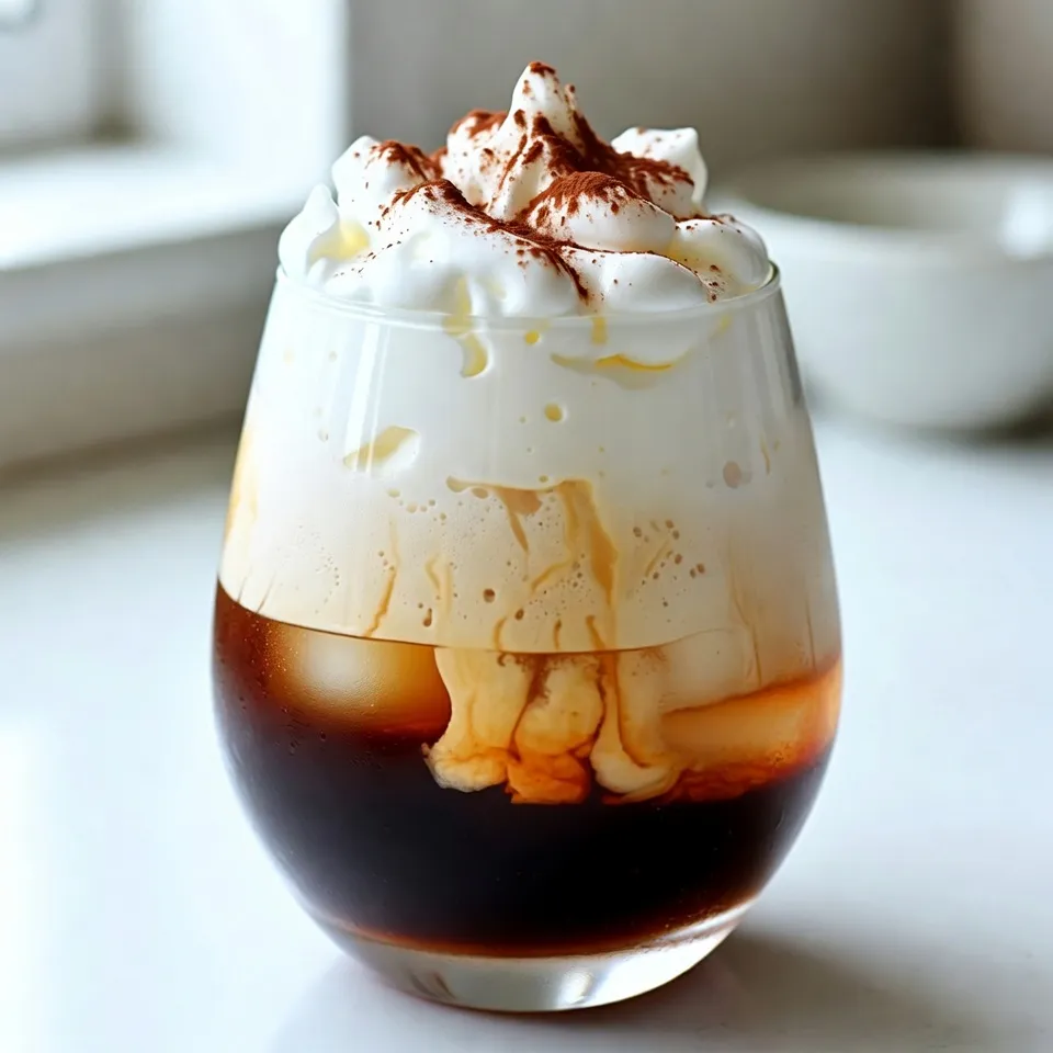 - Brewed coffee: 1 cup (cooled or chilled) - Heavy cream: 1/2 cup - Sweetened condensed milk: 1/4 cup - Pure vanilla extract: 1 teaspoon - Powdered sugar: 1 tablespoon - Ice cubes for serving - Optional garnish: cocoa powder or ground cinnamon To make Sweet Cream Cold Foam Coffee, gather these simple ingredients. Start with one cup of brewed coffee. You can use any brew method you like. Let it cool to room temperature or chill it in the fridge. This step helps keep your drink refreshing. Next, you will need half a cup of heavy cream. This cream gives your cold foam its rich texture. Add a quarter cup of sweetened condensed milk for sweetness. This will make your drink creamy and delightful. Then, grab a teaspoon of pure vanilla extract. This adds a lovely flavor. Finally, include a tablespoon of powdered sugar to enhance the sweetness. For serving, don’t forget ice cubes! They will keep your coffee cold. If you want to add a special touch, use cocoa powder or ground cinnamon as a garnish. This makes your coffee look pretty and adds flavor. With these ingredients ready, you can create a delightful drink that is both refreshing and sweet. {{ingredient_image_2}} To make sweet cream cold foam coffee, you need good coffee. You can brew it using a drip coffee maker, a French press, or an espresso machine. Each method has its charm. - Drip Coffee Maker: This is simple. Just add water and ground coffee, then let it brew. - French Press: Add coffee and hot water, then let it steep. Press down the plunger to separate the grounds. - Espresso Machine: For strong coffee, use this method. It takes practice but is very rewarding. Once brewed, let the coffee cool to room temperature. If you want it cold fast, pour it into a jar and place it in the fridge. It will chill quickly that way. Now, let’s create the sweet cream cold foam. In a mixing bowl, add: - 1/2 cup heavy cream - 1/4 cup sweetened condensed milk - 1 teaspoon pure vanilla extract - 1 tablespoon powdered sugar Mix these ingredients together well. Proper blending is key. You want all flavors to shine through. For the next step, you need a hand mixer or a frother. Using one of these tools, whip the cream mixture on medium speed. - Whip for about 2-3 minutes. Watch closely. You want soft peaks to form. The foam should be light and fluffy but still pourable. If you whip too long, it will become too thick. Now, it’s time to put it all together. Grab a tall glass and fill it halfway with ice cubes. Next, pour in the cooled brewed coffee until it is about three-quarters full. To create a layered look, gently spoon the sweet cream cold foam on top of the coffee. This makes for a beautiful drink. To make your drink even more special, you can add a garnish. - Lightly dust the top with cocoa powder or ground cinnamon. This adds a nice touch of flavor and looks great. For an attractive presentation, consider using a clear glass. You’ll want to show off those lovely layers! To get the best cold foam, avoid over-whipping the cream. Whipping too long makes it too thick. You want soft peaks that stay fluffy yet pourable. Start at a medium speed and keep an eye on it. Stop when the cream looks light and airy. Adjusting sweetness levels can make a big difference. If you like a sweeter drink, add more sweetened condensed milk. Taste as you mix to find your perfect balance. Everyone has different preferences, so make it your own! For the best flavor, use freshly brewed coffee. Medium to dark roasts work well. They hold up against the sweet cream. I love using a French press for rich flavor. Espresso is a great choice too, especially for a strong kick. Pair your coffee with flavors that complement the sweet cream. Chocolate and vanilla go hand in hand. Try adding a splash of hazelnut syrup for a nutty twist. Play around to find what you enjoy most! A hand mixer or a frother works best for whipping the cream. They make it easy to achieve that fluffy texture. If you don’t have a frother, a whisk can work, but it takes more time and effort. For serving, use tall, clear glasses. They show off the layers of coffee and foam. The visual appeal adds to the drink's charm. Plus, you want enough space for ice cubes too! Pro Tips Use Fresh Coffee: For the best flavor, always use freshly brewed coffee. The aroma and taste are significantly enhanced when using coffee that has just been brewed. Chill Your Tools: For an even fluffier cold foam, chill your mixing bowl and beaters in the freezer for about 10 minutes before whipping the cream. Adjust Sweetness: Feel free to adjust the amount of sweetened condensed milk and powdered sugar to suit your taste preferences. You can also try flavored syrups for a unique twist. Experiment with Toppings: Don’t hesitate to try different garnishes like chocolate shavings, nutmeg, or even a drizzle of caramel for added flavor and visual appeal. {{image_4}} You can make your sweet cream cold foam even better by adding flavored syrups. Try hazelnut or caramel syrups for a tasty twist. These flavors mix well with coffee and give it a fun kick. You can also experiment with different extracts. Almond or coconut extracts can change the taste and make your drink unique. Just add a few drops to the foam mix, and you’re set! If you want a dairy-free version, there are many options. Non-dairy creamers work great in place of heavy cream. Look for almond, oat, or coconut creamers at the store. For sweetened condensed milk, use coconut condensed milk as a vegan substitute. This keeps the sweetness while being dairy-free. You can still enjoy that creamy foam! For a new texture, try using nitro coffee. It adds a smooth, velvety feel to your drink. Nitro coffee brings a fun change to your normal coffee routine. You can also layer your cold foam with flavored whipped cream. This not only looks great but also adds more flavor to each sip. Just spoon the whipped cream on top of the foam for a lovely layered look! To keep your brewed coffee fresh, store it in the fridge. Use an airtight container, like a glass jar or pitcher. This helps prevent the coffee from absorbing other smells. Make sure the coffee cools down before sealing it. If stored well, your coffee can last up to a week. Leftover sweet cream cold foam can be stored in the fridge. Keep it in a closed container. It can last for about 3 days. The heavy cream and sweetened condensed milk give it a good shelf life. Be sure to check for any off smells before using it. You can use leftover coffee in fun ways. Try mixing it into smoothies or baking it into brownies. The cold foam can top pancakes or waffles for a sweet twist. You can also blend it into milkshakes for an extra treat. There are many creative recipes to enjoy your leftovers! Sweet cream cold foam is a creamy topping for coffee. It blends heavy cream, sweetened condensed milk, vanilla, and powdered sugar. The result is a light, frothy layer that sits atop your coffee. This foam adds a rich sweetness to your drink. It transforms simple coffee into a delight. Yes, you can use any coffee type! Brewed coffee, espresso, or cold brew all work well. Each coffee type gives a unique taste. Lighter roasts pair nicely with sweet foam, while dark roasts add depth. Feel free to experiment with your favorites. Cold foam lasts for about 1 to 2 days in the fridge. Store it in an airtight container. Avoid letting it sit out, as it can lose its texture. Always check for freshness before using. Yes, you can prep the components in advance. Brew your coffee and chill it. Make the cold foam and store it in the fridge. You can mix the foam just before serving for the best texture. Absolutely! You can add flavored syrups like hazelnut or caramel for extra sweetness. Try different extracts, like almond or coconut, for a twist. You can also adjust the sugar to fit your taste. In this blog post, we explored how to create a delicious sweet cream cold foam coffee. We covered essential ingredients, step-by-step instructions, and helpful tips. You learned how to brew coffee, make cold foam, and assemble the drink beautifully. Remember, you can customize flavors and try different coffee types to suit your taste. Enjoy experimenting with this fun drink, and don’t hesitate to share your own variations. With practice, you'll impress friends and family with your barista skills.