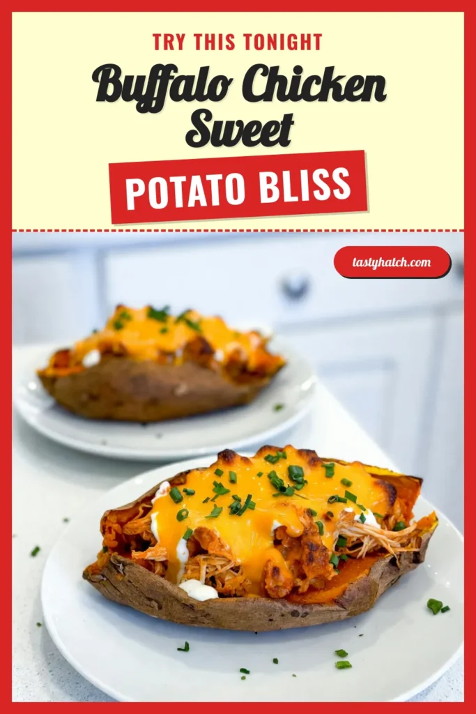 Looking for a delicious way to enjoy Buffalo chicken sweet potatoes? Try this stuffed sweet potato recipe that combines tender sweet potatoes with spicy buffalo chicken for a healthy buffalo chicken meal. It's an easy buffalo chicken dinner that&rsquo;s packed with flavor and nutrition, perfect for any night of the week. Don't miss out on these tasty buffalo sauce recipes! Save this recipe for later! #BuffaloChickenSweetPotatoes #StuffedSweetPotatoRecipe #EasyDinner #HealthyRecipes