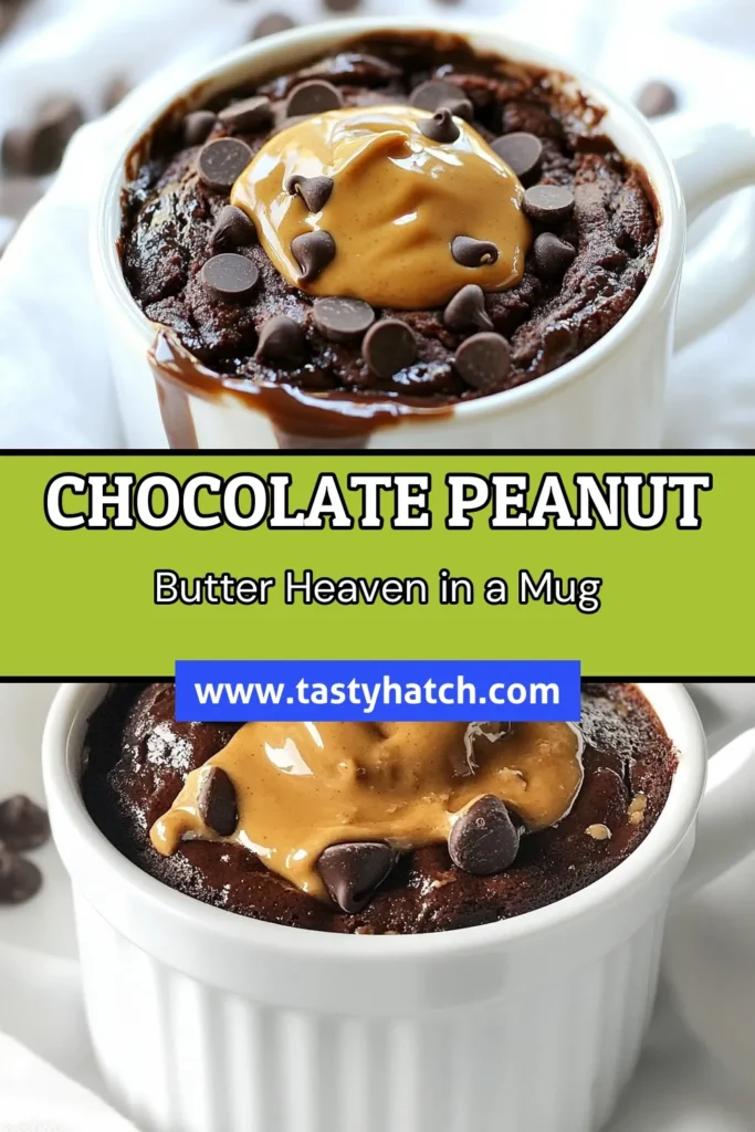 Indulge in this easy chocolate peanut butter mug cake that's ready in minutes! This microwave mug cake combines rich cocoa, creamy peanut butter, and chocolate chips for a quick chocolate dessert that's perfect for one. Perfect for satisfying your cravings, this single serving mug cake makes dessert simple and delicious. Try it now and enjoy a warm treat in just 2 minutes! Save this recipe! #MugCake #ChocolateDessert #PeanutButterLovers #QuickRecipes
