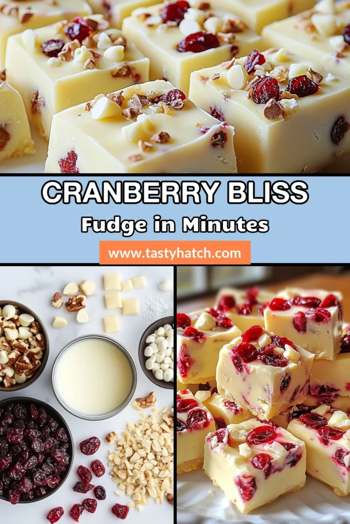 Discover the perfect holiday fudge recipe with this easy Cranberry White Chocolate Fudge! Made with creamy white chocolate and tart cranberries, this no-bake cranberry fudge is a delicious white chocolate dessert that's as beautiful as it is tasty. In just a few simple steps, you can create a delightful treat that's ideal for sharing or gifting. Save this recipe for your holiday celebrations! #CranberryFudge #HolidayFudge #EasyFudge #WhiteChocolateDessert