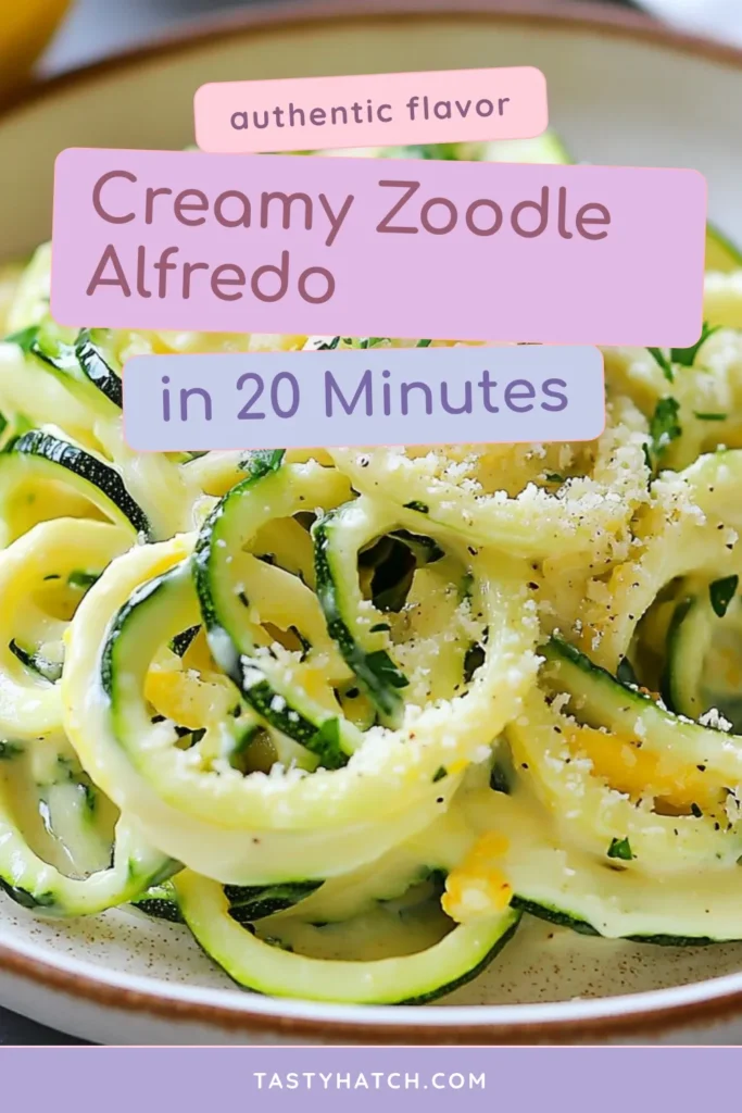 Discover the ultimate comfort food with this Lemon Garlic Zoodle Alfredo! This vegan zucchini alfredo is not only creamy and delicious but also perfect for anyone seeking healthy zoodle recipes. Enjoy a dairy-free alfredo that&rsquo;s both satisfying and nutritious. With low-carb pasta alternatives, this dish makes a fantastic meal. Try it today for a flavor boost! Don&rsquo;t forget to save this recipe for later! #VeganZoodleAlfredo #HealthyRecipes #DairyFreeAlfredo #LowCarbPasta