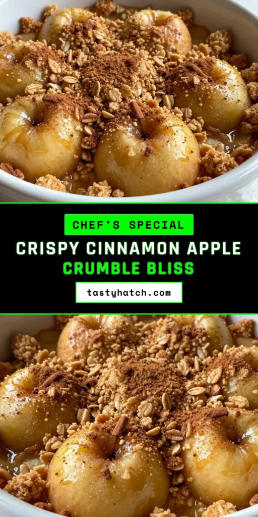 Discover the ultimate Cinnamon Apple Crumble recipe that will elevate your dessert game! This easy apple crumble features tart Granny Smith apples, a delightful crumble topping, and is perfect for any occasion. Baked to golden perfection, it&rsquo;s the ideal baked apple dessert to warm your heart. Try this crumble topping recipe that&rsquo;s sure to impress. Save this recipe for cozy nights in! #CinnamonAppleCrumble #GrannySmithAppleDessert #EasyAppleCrumble #BakedAppleDessert