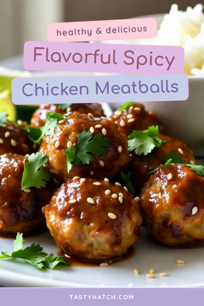 Discover this delectable spicy chicken meatballs recipe featuring tender Asian chicken meatballs made with ground chicken. These baked chicken meatballs are bursting with flavor thanks to garlic, ginger, and a kick of sriracha! Perfect for dinner or meal prep, these sriracha meatballs are easy to make and incredibly satisfying. Save this recipe to bring some spicy goodness to your table tonight! #SpicyChickenMeatballs #AsianChickenMeatballs #GroundChickenMeatballs #BakedChickenMeatballs