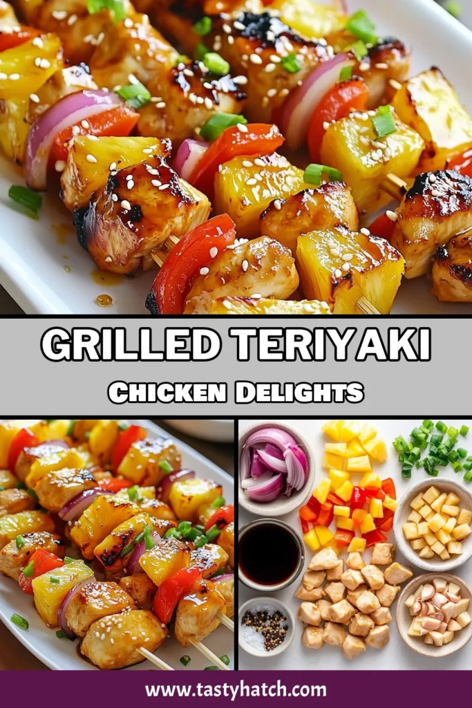 Discover the perfect summer dish with these teriyaki chicken skewers! This easy pineapple chicken recipe features juicy grilled teriyaki skewers infused with a homemade teriyaki sauce recipe that's sure to impress. Just marinate chicken, skewer it with fresh pineapple and veggies, and grill to perfection. Perfect for your next BBQ! Save this delightful recipe today! #TeriyakiChickenSkewers #PineappleChickenRecipe #GrilledTeriyakiSkewers #EasyChickenSkewers