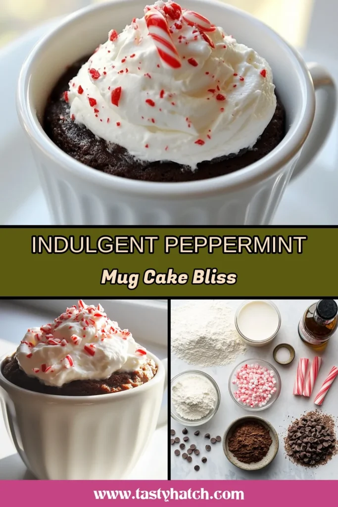 Indulge in this easy chocolate peppermint mug cake, perfect for the holiday season! This festive dessert recipe is a quick microwave mug cake that can be made in just 10 minutes. With rich chocolate flavor and a refreshing peppermint twist, it&rsquo;s an ideal treat for cozy nights. Top it with whipped cream and crushed candy canes for extra cheer. Try this easy mug cake recipe today and enjoy every delicious bite! #ChocolatePeppermintMugCake #MugCakeRecipe #FestiveDessert #HolidayTreats
