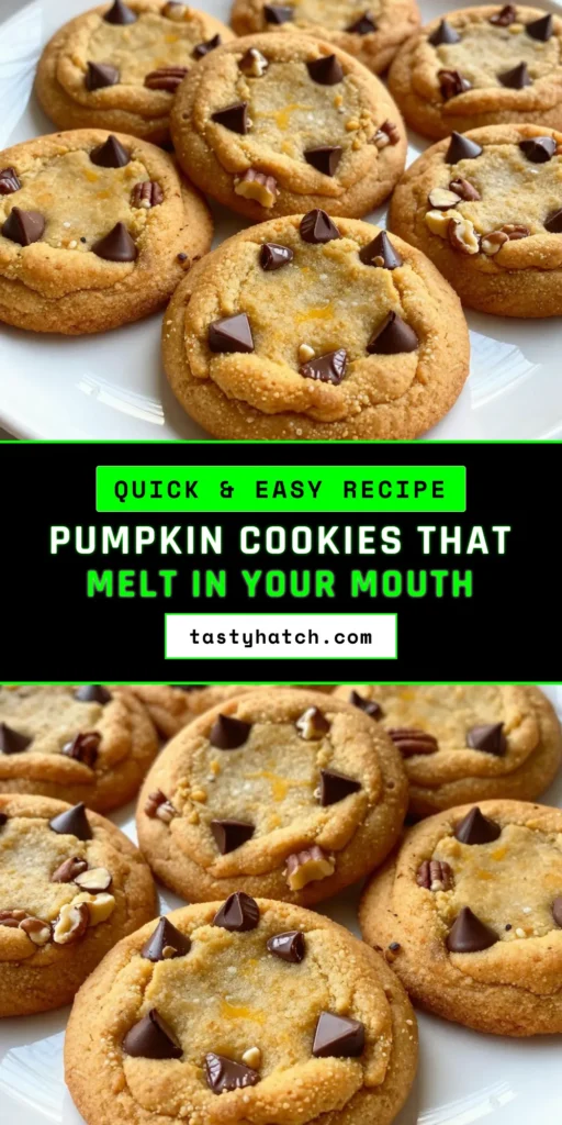 Indulge in the perfect fall treat with these Pumpkin Chocolate Chip Cookies! Soft, chewy, and packed with flavor, these easy cookie recipes are a must-try. Ideal for your pumpkin dessert recipes collection, this delightful pumpkin dessert will impress everyone. Bake these delicious cookies and savor the cozy vibes of fall baking. Save this recipe for a sweet autumn experience! #PumpkinCookies #FallBaking #EasyRecipes #DessertIdeas