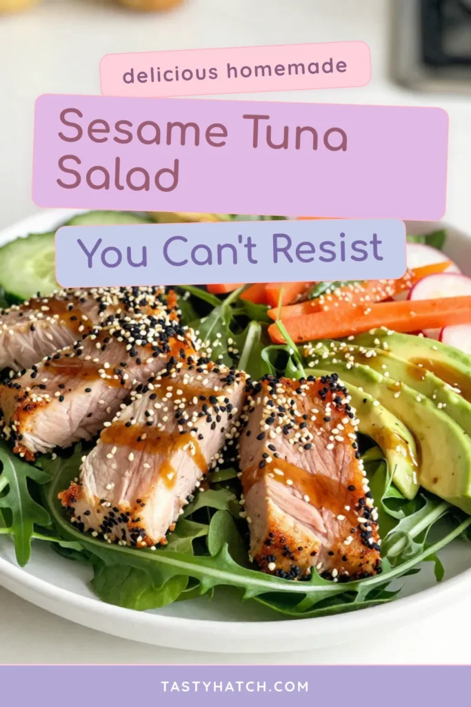 Looking for a delicious and healthy salad with tuna? Try this easy tuna salad recipe featuring sesame crusted ahi tuna! This Sesame Crusted Ahi Tuna Salad combines fresh ahi tuna steaks coated in sesame seeds, vibrant greens, and a flavorful sesame seed dressing for a perfect meal. Quick to make and bursting with flavor, it&rsquo;s ideal for lunch or dinner. Save this recipe for a nutritious, satisfying dish! #AhiTunaSaladRecipe #HealthySaladWithTuna #EasyTunaSaladRecipe #SesameCrustedAhiTuna