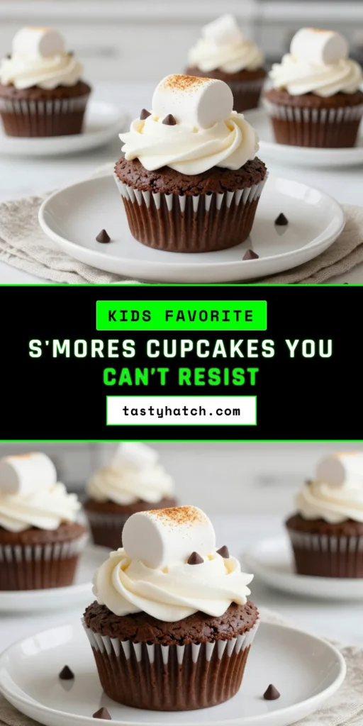Indulge in this delightful s'mores cupcakes recipe featuring rich chocolate cupcakes with graham crackers and a fluffy marshmallow frosting recipe. These homemade s'mores cupcakes are the perfect easy s'mores dessert to impress friends and family. Follow our simple steps, and enjoy a campfire classic in cupcake form! Save this recipe for your next baking adventure! #SmoreCupcakes #MarshmallowFrosting #EasyDesserts #BakingFun