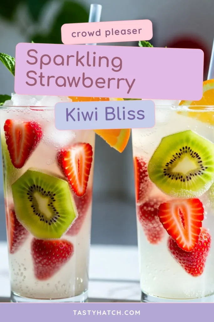 Looking for a refreshing way to enjoy summer? Try this Strawberry Kiwi Mocktail, a delightful Sparkling Mocktail Recipe perfect for hot days. This healthy fruit mocktail features fresh strawberries, kiwis, and citrus for a burst of flavor without the alcohol. Great for gatherings, it&rsquo;s packed with vibrant ingredients and is easy to make! Save this delicious non-alcoholic summer drink recipe for your next get-together! #Mocktails #HealthyDrinks #SummerRecipes #FruitSangria