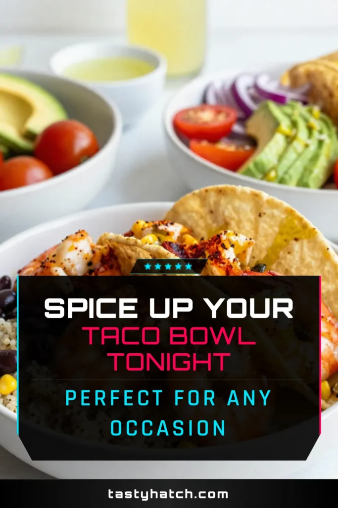 Savor the zest with these fiery shrimp taco bowls! This easy taco bowl recipe combines succulent shrimp, quinoa, and fresh toppings for a nutritious twist on spicy shrimp recipes. Perfect for healthy shrimp tacos lovers, this dish is not only delicious but also quick to prepare in just 30 minutes. Dive into these quinoa shrimp bowls for a tasty meal that will spice up your dinner! Save this recipe for your next culinary adventure! #SpicyShrimpRecipes #HealthyTacos #QuinoaBowls #TacoBowlRecipe
