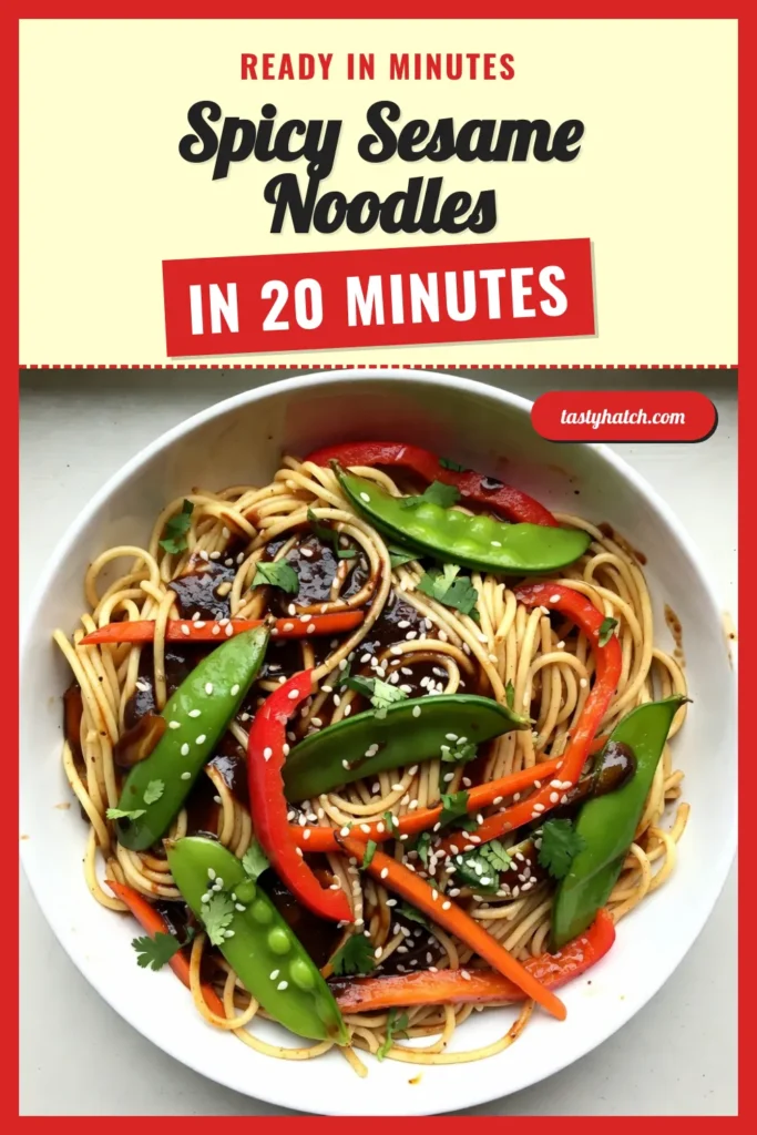 Discover the ultimate spicy sesame noodles with this easy veggie stir fry recipe! Perfect for quick noodle dishes, this healthy stir fry blends colorful vegetables with a flavorful sriracha noodle recipe for a dinner that&rsquo;s both delicious and nutritious. Ready in just 30 minutes, it&rsquo;s a meal the whole family will love. Try it tonight and fuel your cravings! Save this recipe for later. #SpicySesameNoodles #VeggieStirFry #QuickNoodleDishes #HealthyStirFry