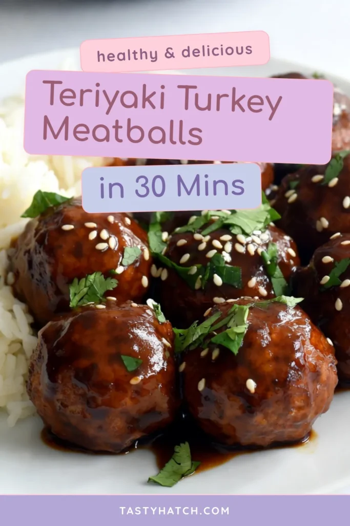 Discover the deliciousness of Teriyaki Turkey Meatballs with this easy meatball recipe! Made with lean ground turkey and coated in a savory teriyaki sauce, these healthy turkey meatballs will elevate your dinner game. Perfect for a quick weeknight meal, they bake easily and are great served over rice or with veggies. Try this baked turkey meatballs with teriyaki today and enjoy a flavorful, nutritious dish! Save and share this recipe! #TeriyakiTurkeyMeatballs #HealthyRecipes #GroundTurkey #EasyDinnerIdeas